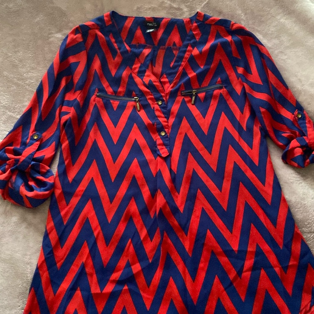Red and blue women’s blouse
